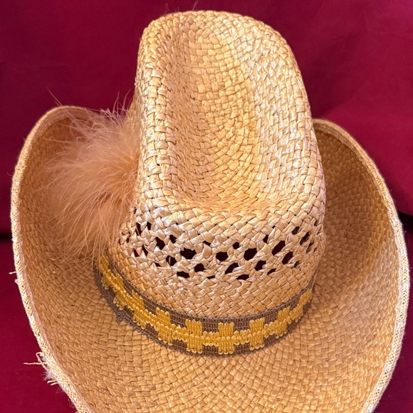 Rockmount Ranch Wear Straw Cowboy Hat with Feather Accent - Picture 3 of 13